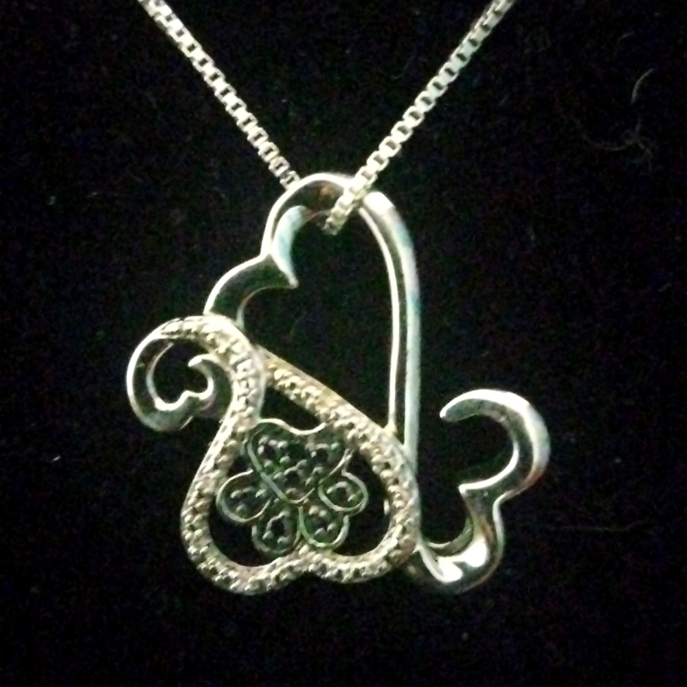 Sterling Silver; White and Black Diamonds; Jane Seymour Open Heart....Fur Loves